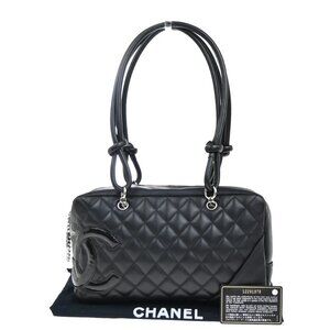 CHANEL CC Logo Cambon Shoulder Hand Bag Patent Leather Black SHW 373RP106